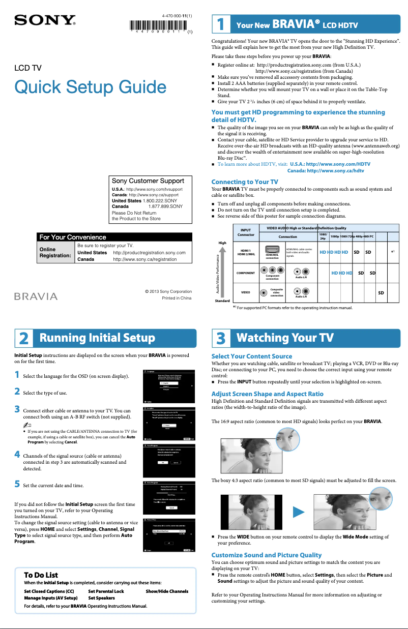 Imagen de la primera página del manual del dispositivo Bravia KDL-50R450A