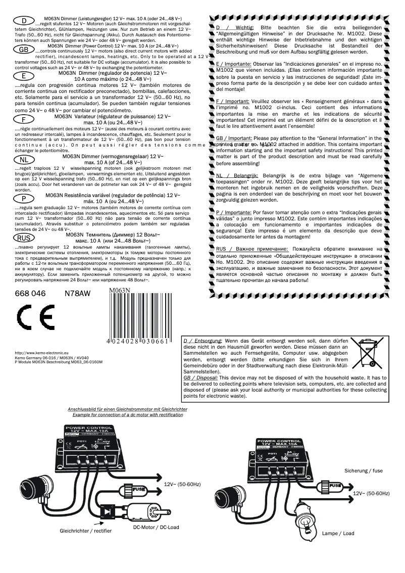 Imagen de la primera página del manual del dispositivo M063N
