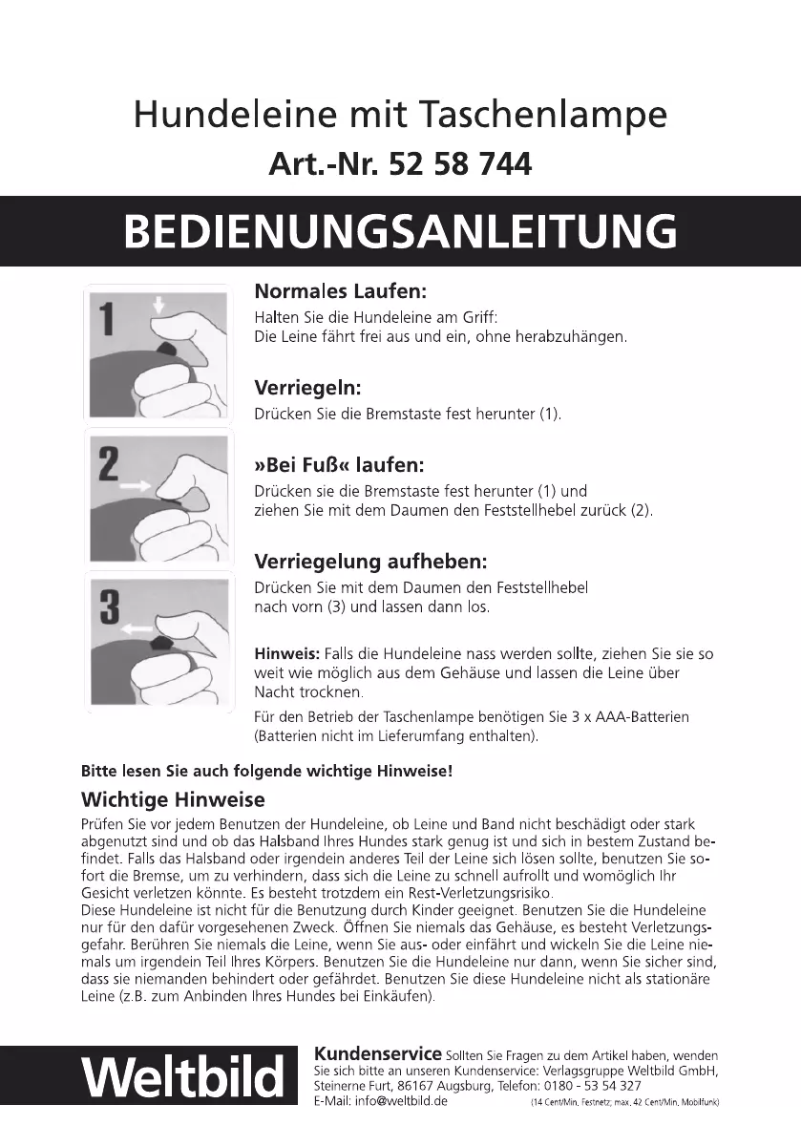 Página 1 del manual Manual de usuario Weltbild 52 58 744