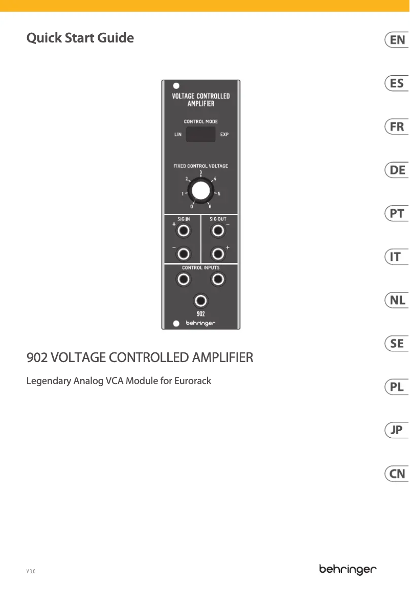 Página 1 del manual Guía de inicio rápido Behringer 902 Voltage Controlled Amplifier