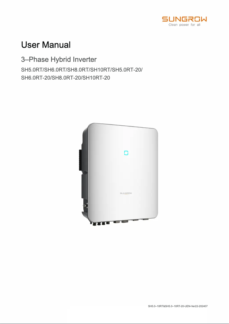 Imagen de la primera página del manual del dispositivo SH10RT