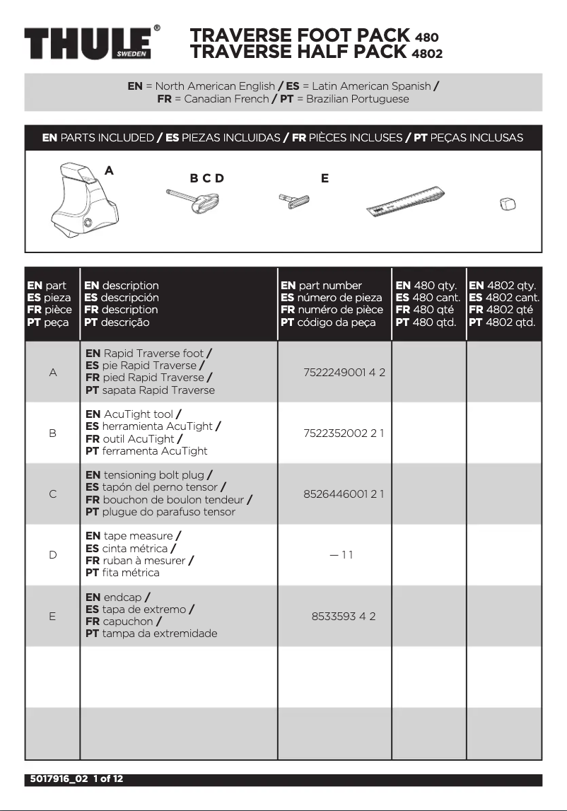 Imagen de la primera página del manual del dispositivo Traverse 4802