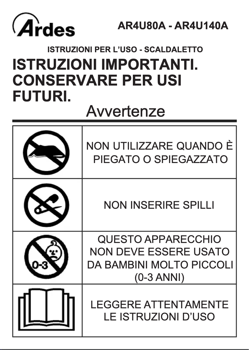 Imagen de la primera página del manual del dispositivo AR4U80A