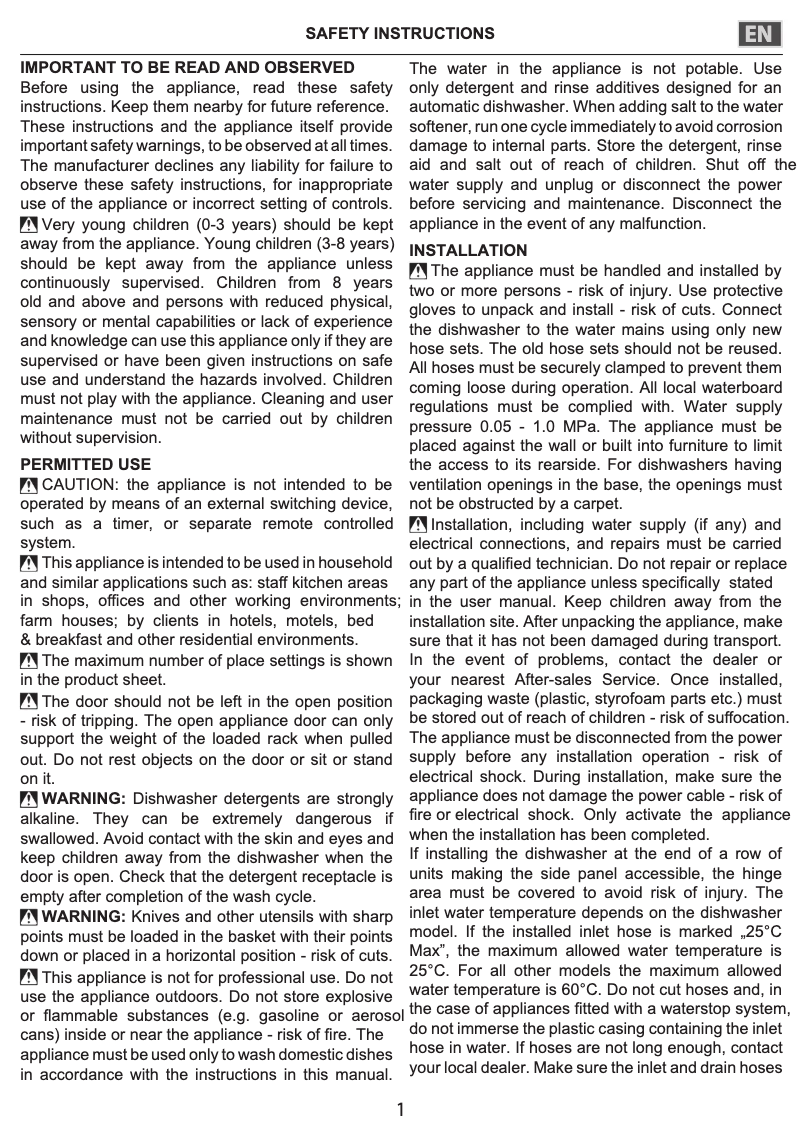 Página 1 del manual Instrucciones de seguridad Bauknecht BUO 3O41 PLT X