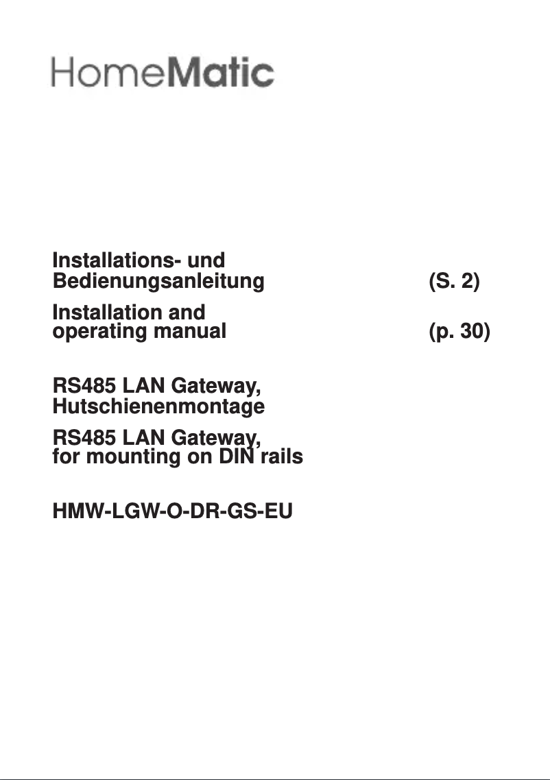 Página 1 del manual Manual de usuario Homematic IP HMW-LGW-O-DR-GS-EU