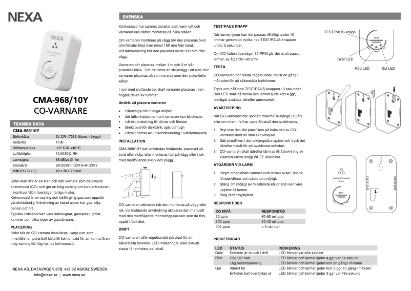 Imagen de la primera página del manual del dispositivo CMA-968 10Y
