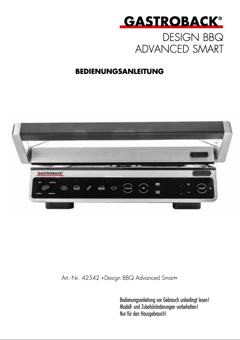 Imagen de la primera página del manual del dispositivo Design BBQ Advanced Smart 42542