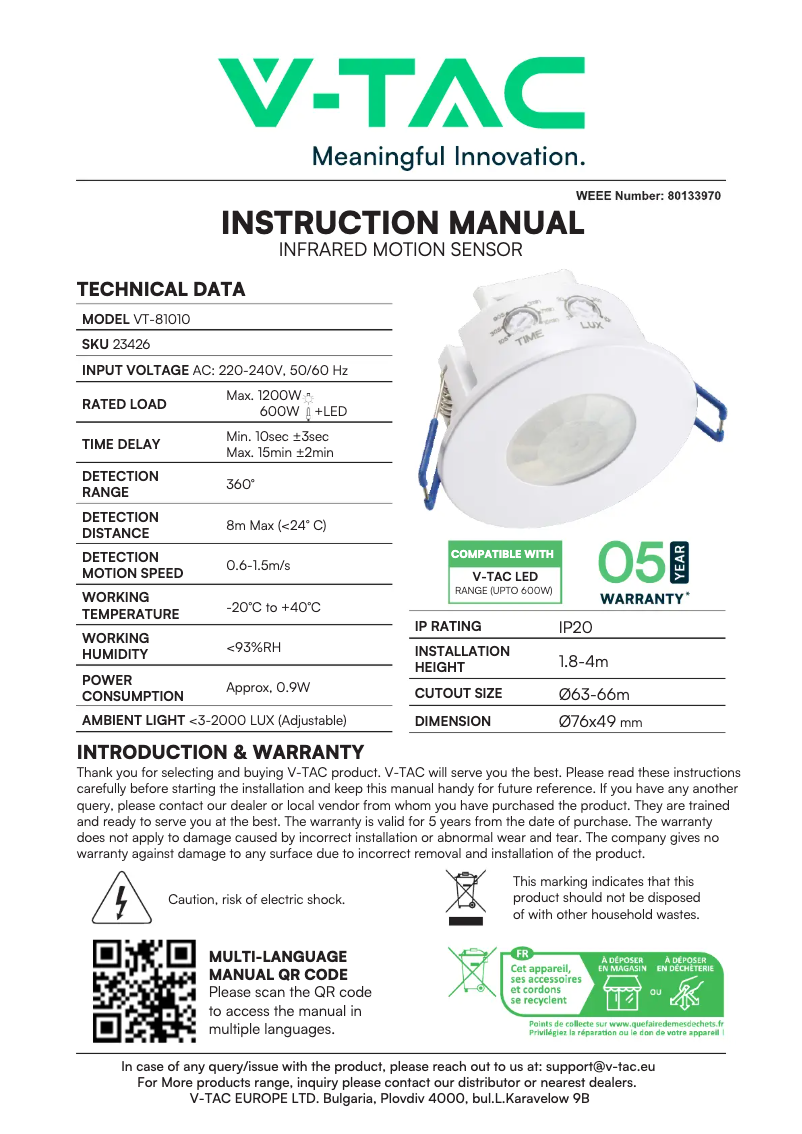 Imagen de la primera página del manual del dispositivo VT-81010