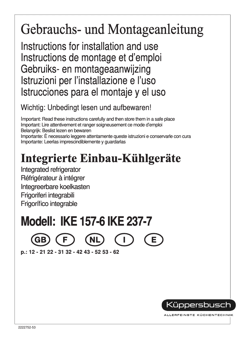 Imagen de la primera página del manual del dispositivo IKE 157-7