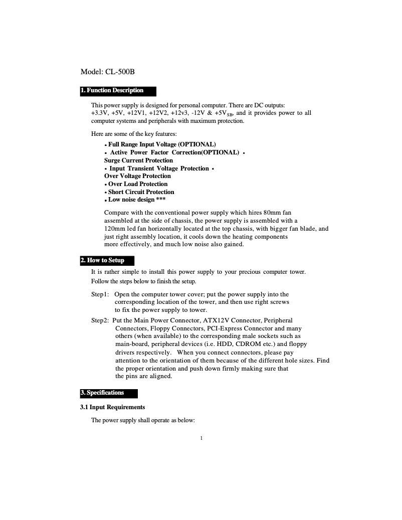 Página nº 1 - Manual de usuario CoolMax CL-500B