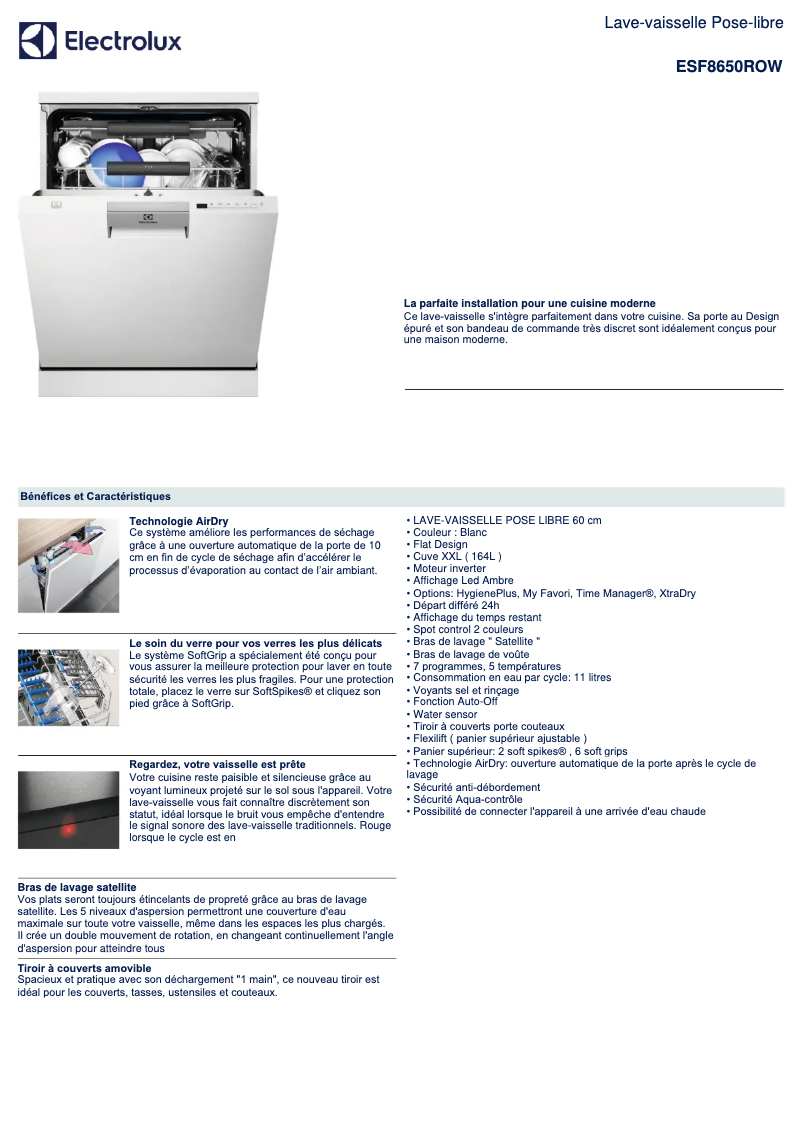 Imagen de la primera página del manual del dispositivo ESF8650ROW
