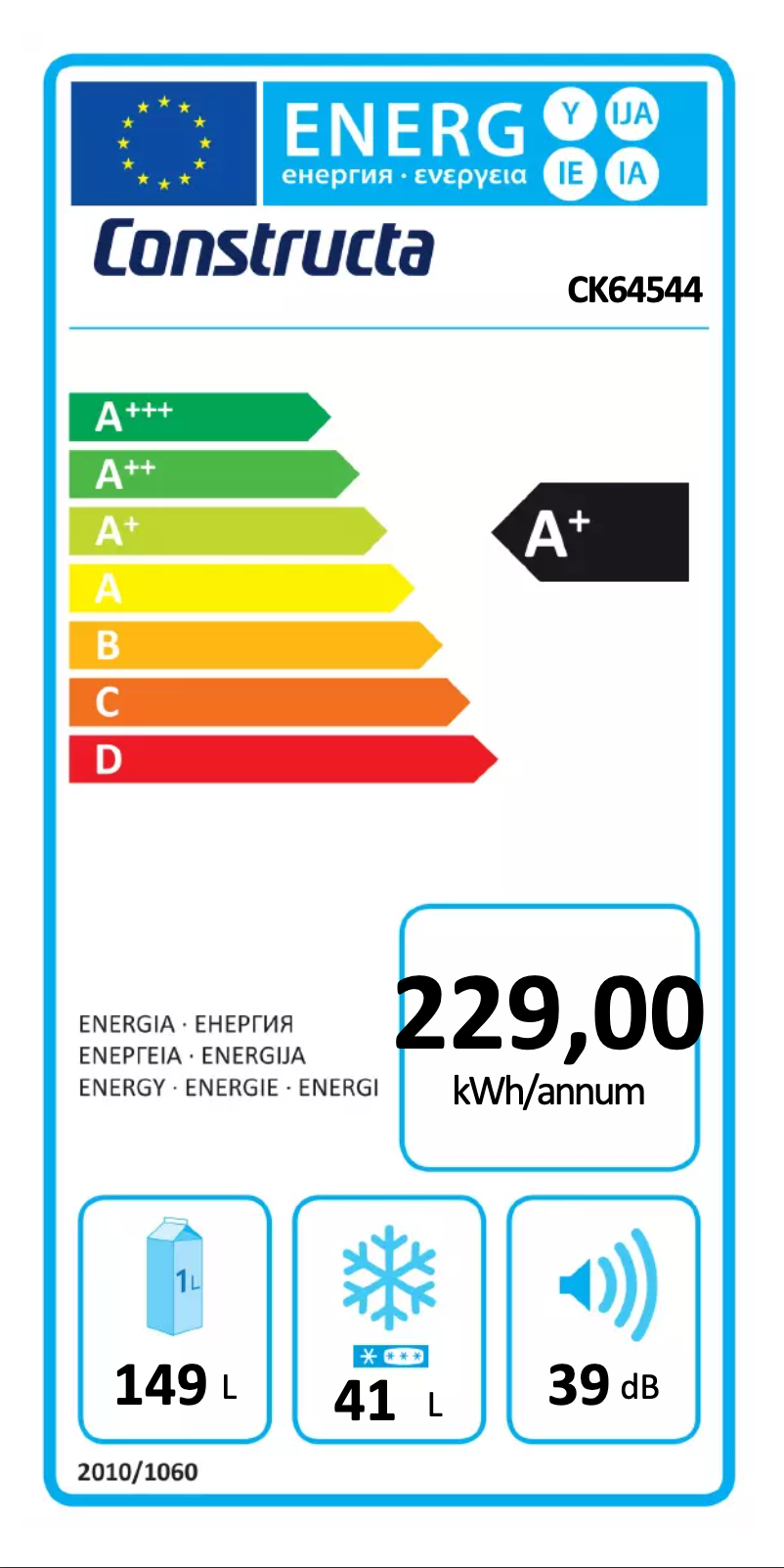 Página 1 del manual Etiqueta energética Constructa CK64544