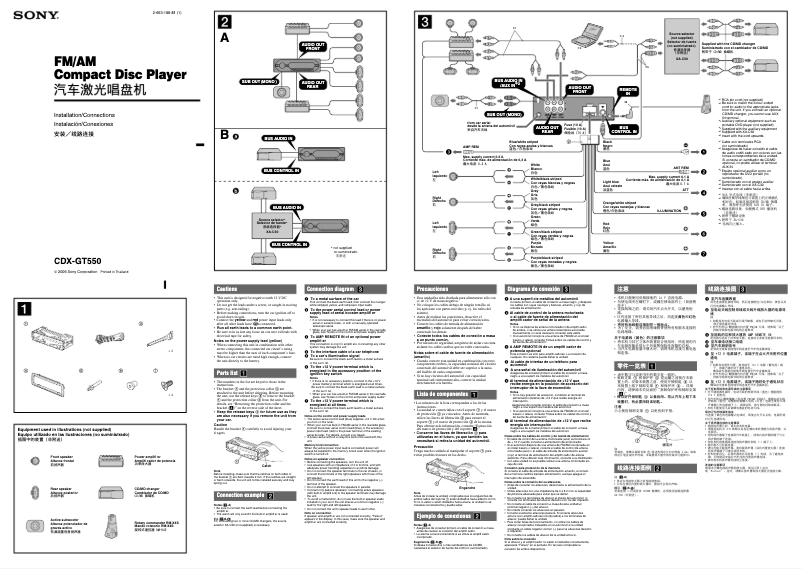 Imagen de la primera página del manual del dispositivo CDX-GT550