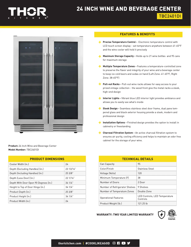 Imagen de la primera página del manual del dispositivo TBC2401DI