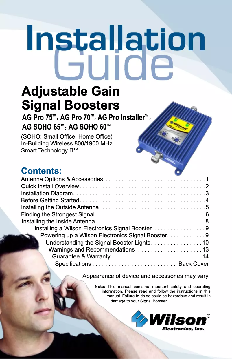 Página nº 1 - Manual de usuario Wilson AG Pro 70
