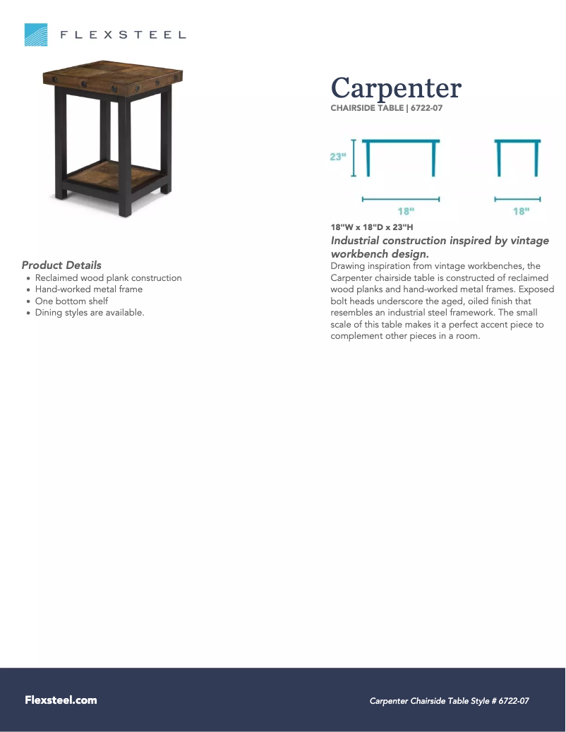 Página 1 del manual Manual de usuario Flexsteel Carpenter 6722-07