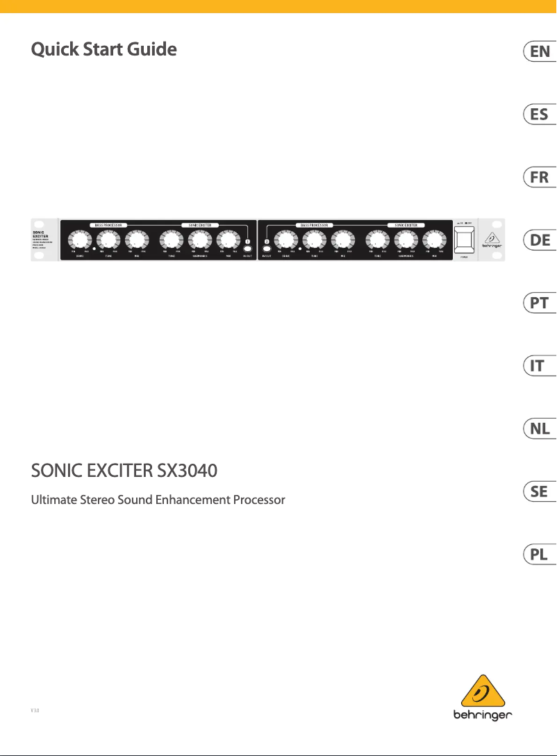 Imagen de la primera página del manual del dispositivo Sonic Exciter SX3040
