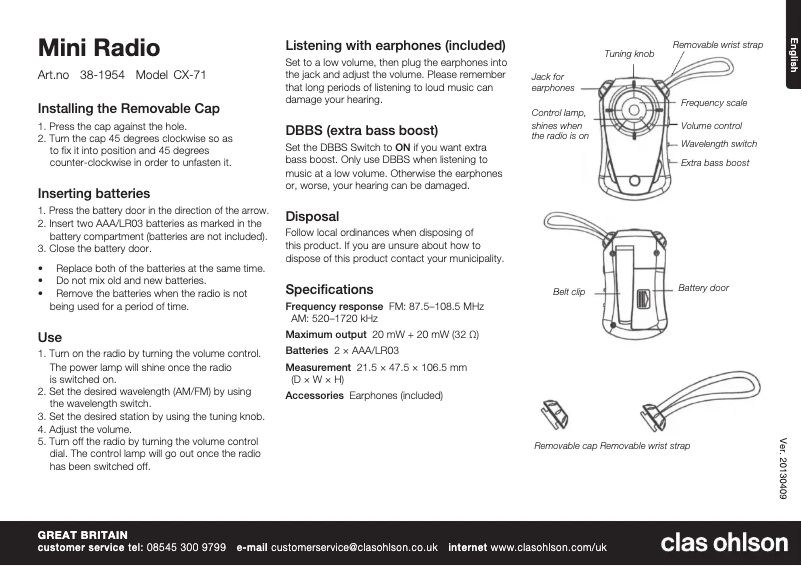 Imagen de la primera página del manual del dispositivo CX-71