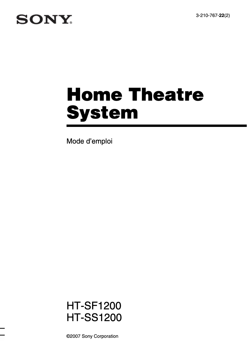 Página 1 del manual Manual de usuario Sony HT-SF1200