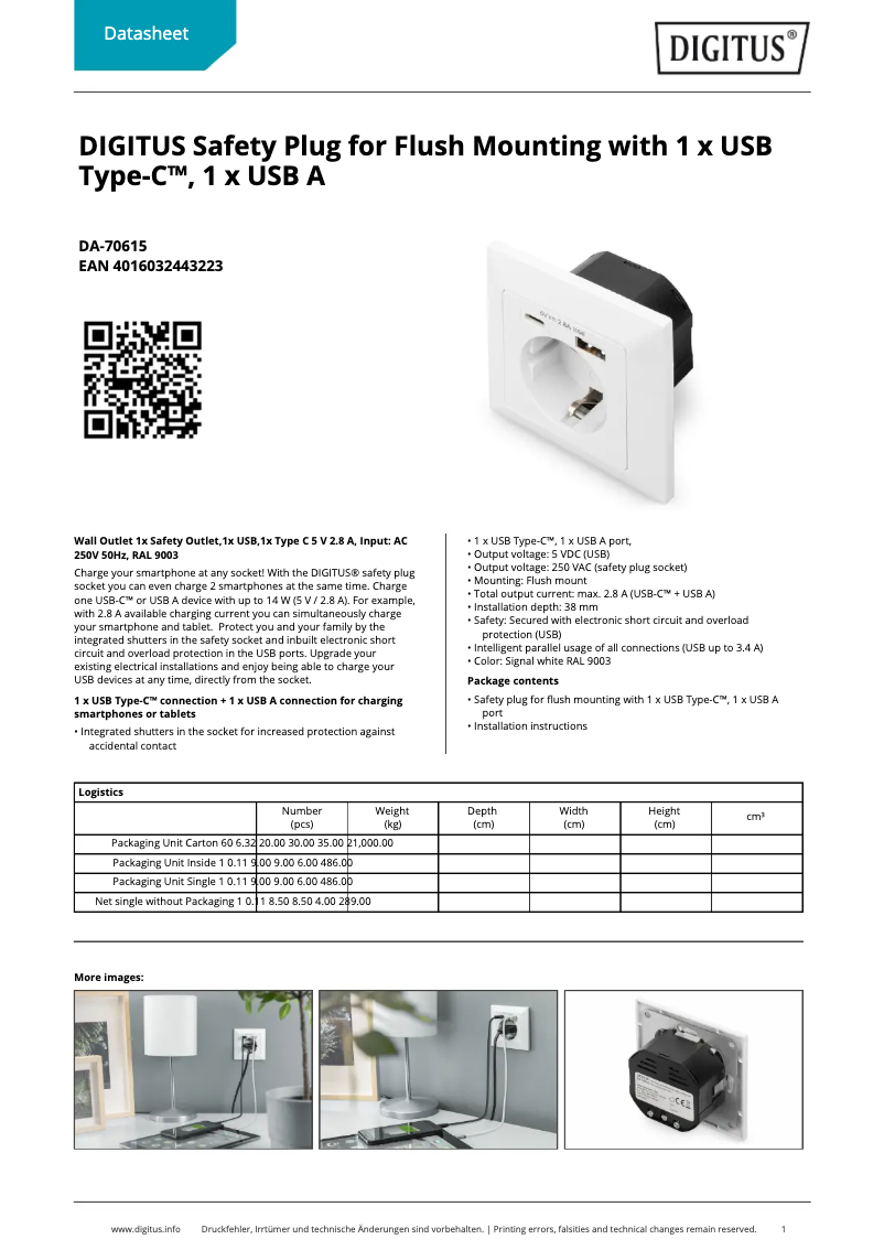 Página 1 del manual Ficha técnica Digitus DA-70615