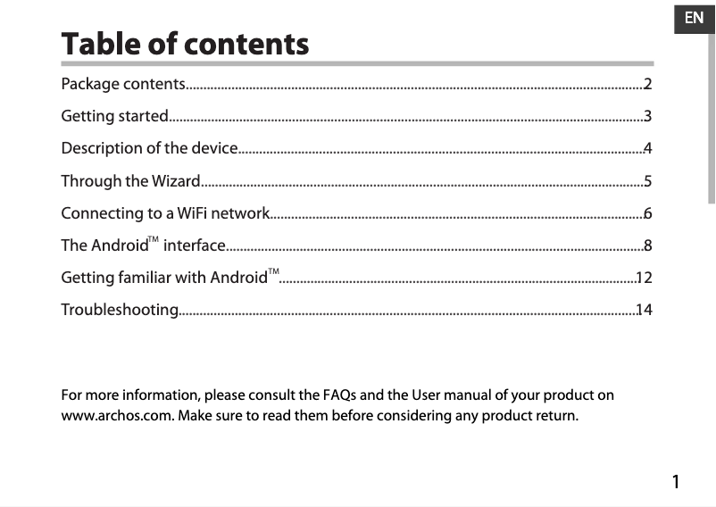 Imagen de la primera página del manual del dispositivo Neon 90