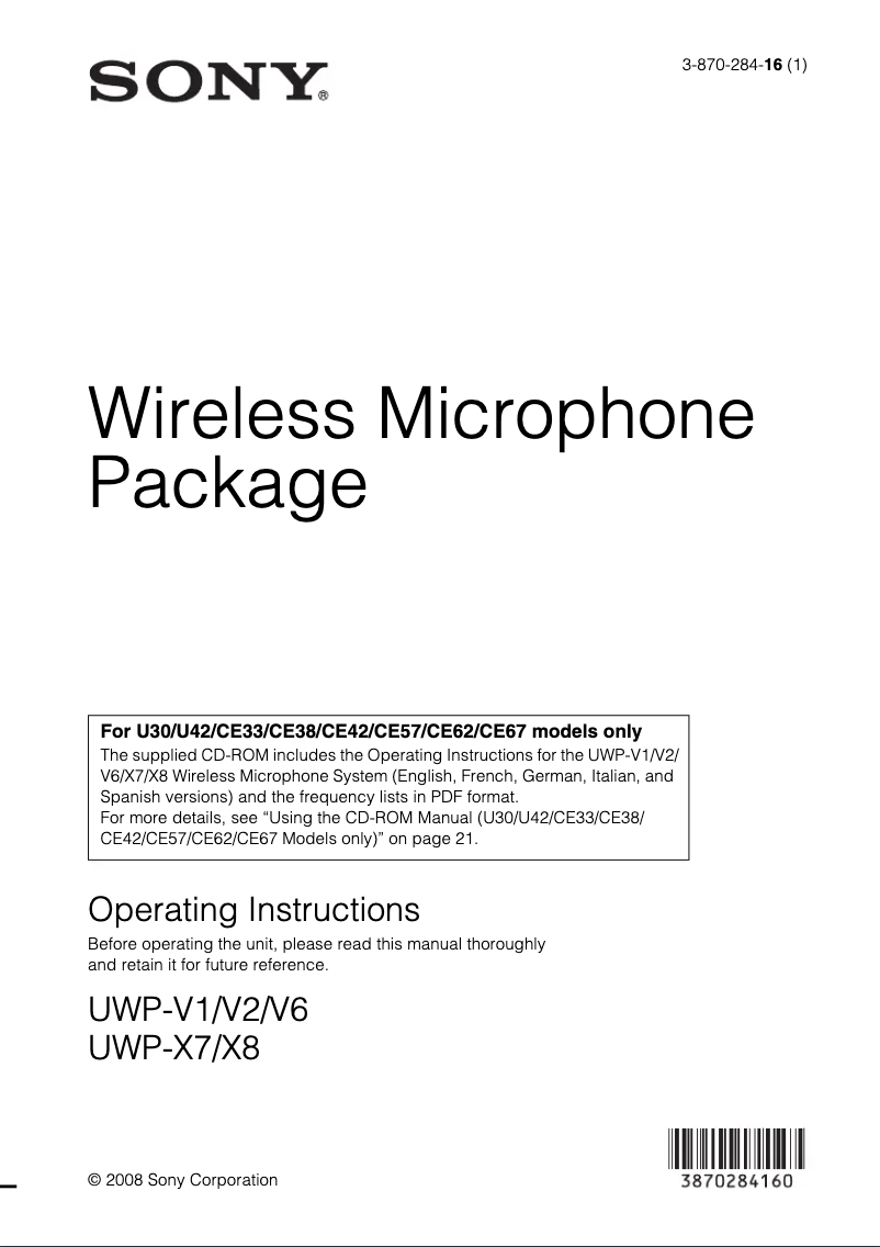 Página nº 1 - Manual de usuario Sony UWP-V6
