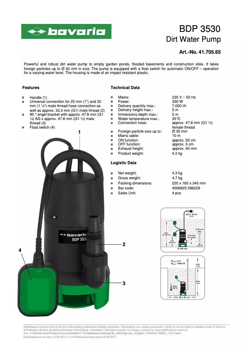 Página nº 1 - Ficha técnica Bavaria BDP 3530