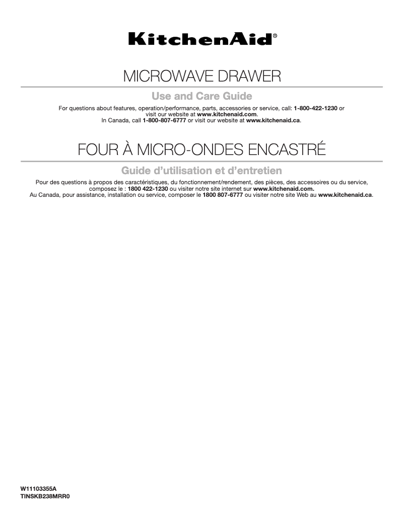 Página 1 del manual Manual de uso y mantenimiento KitchenAid KMBD104GSS