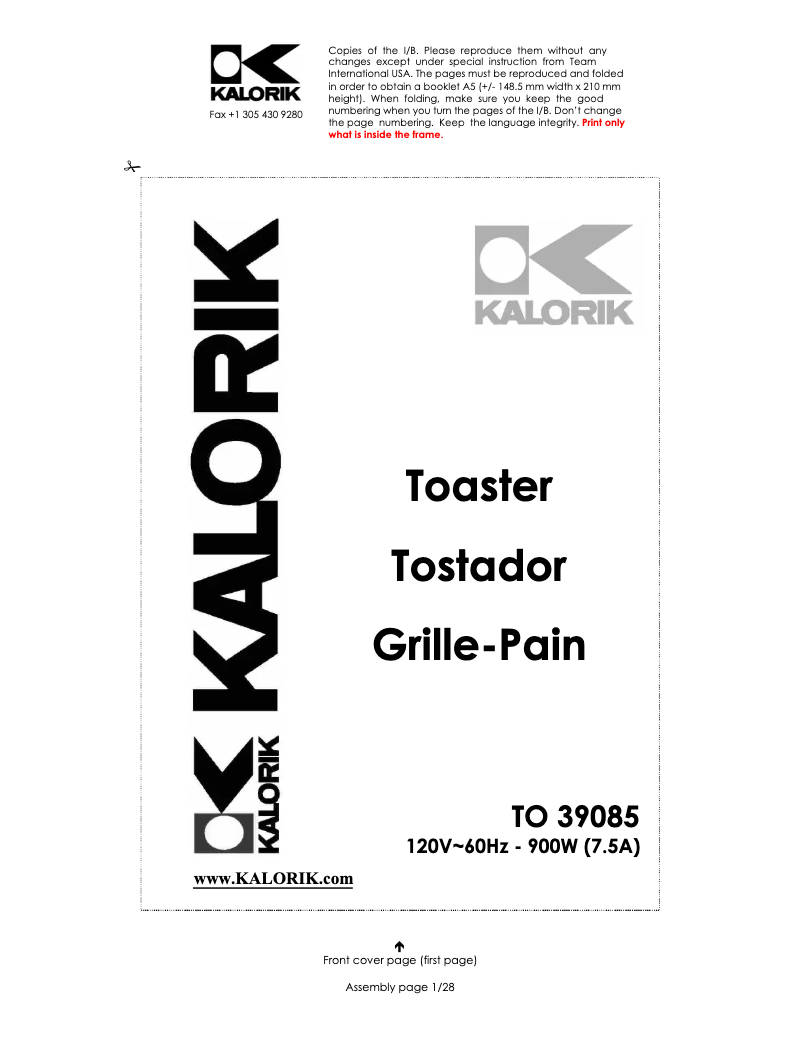 Imagen de la primera página del manual del dispositivo TO-39085