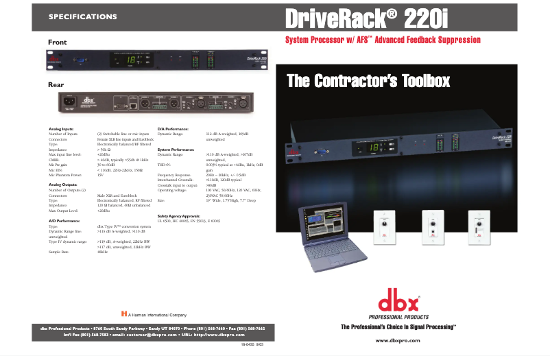 Página 1 del manual Folleto DBX DriveRack 220i