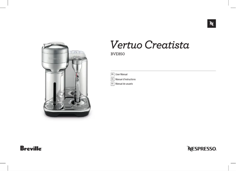 Imagen de la primera página del manual del dispositivo Nespresso Vertuo Creatista BVE850