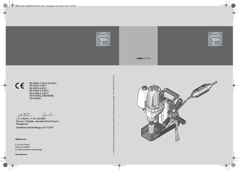 Página 1 del manual Manual de usuario Fein KBE 30