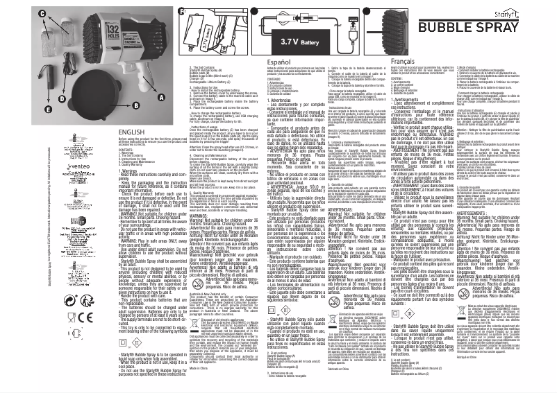 Imagen de la primera página del manual del dispositivo Bubble Spray