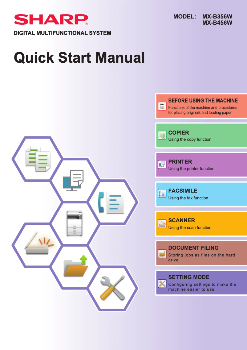 Imagen de la primera página del manual del dispositivo MX-B356W