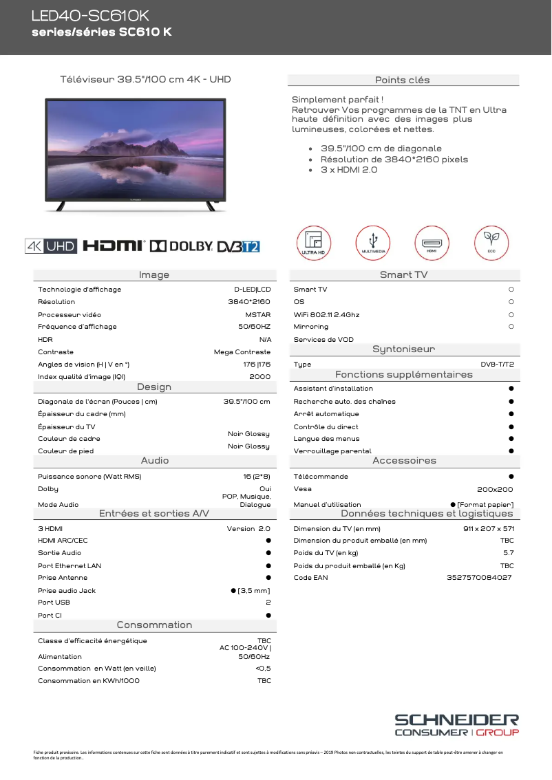 Imagen de la primera página del manual del dispositivo LED40-SC610K