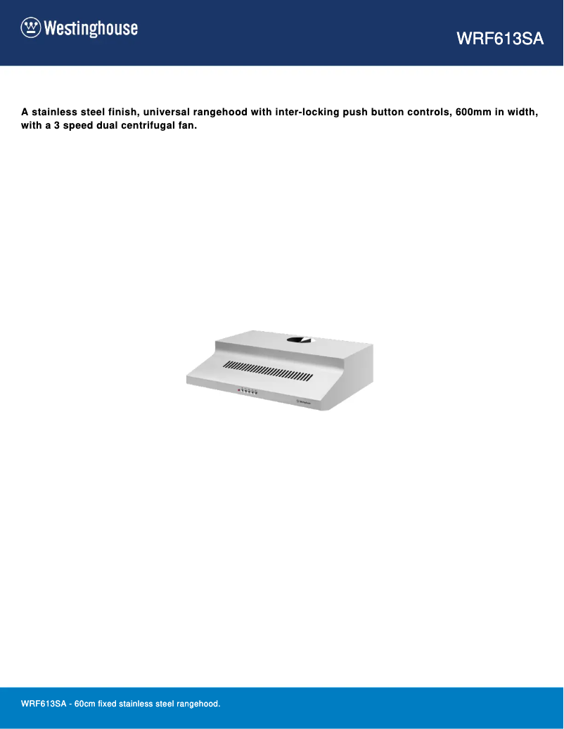 Página 1 del manual Ficha técnica Westinghouse WRF613SA