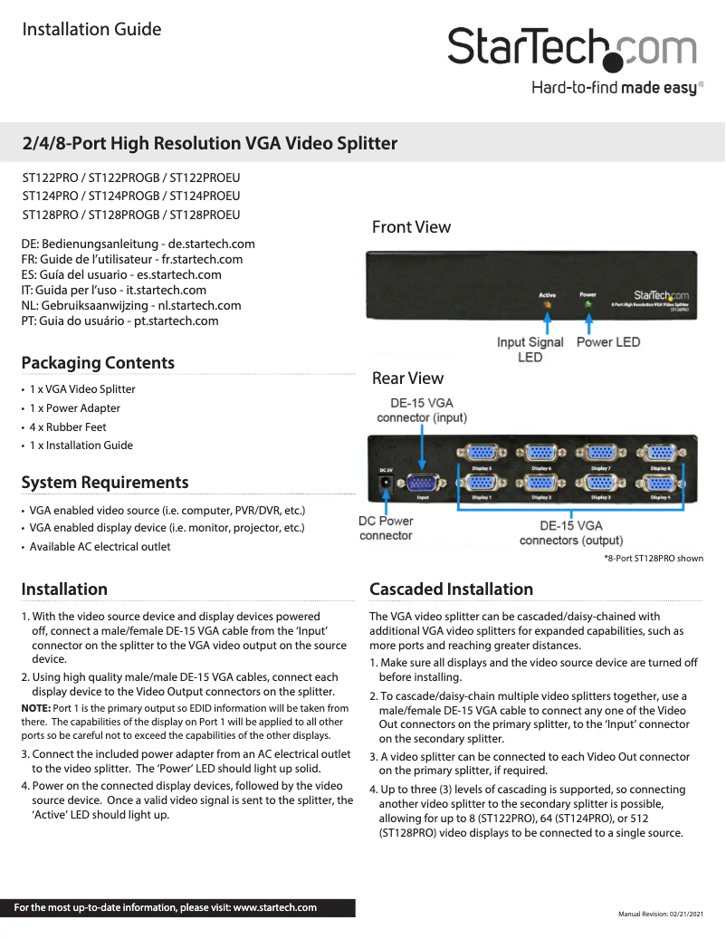 Imagen de la primera página del manual del dispositivo ST124PRO