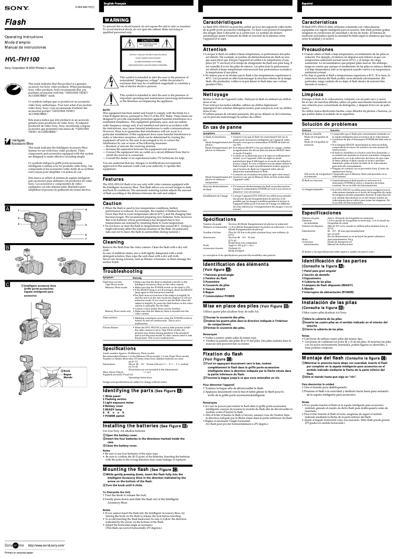 Página nº 1 - Manual de usuario Sony HVL-FH1100
