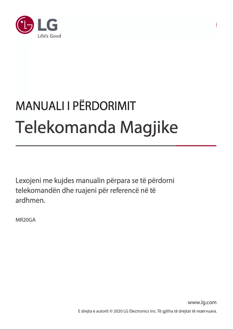 Imagen de la primera página del manual del dispositivo MR20GA