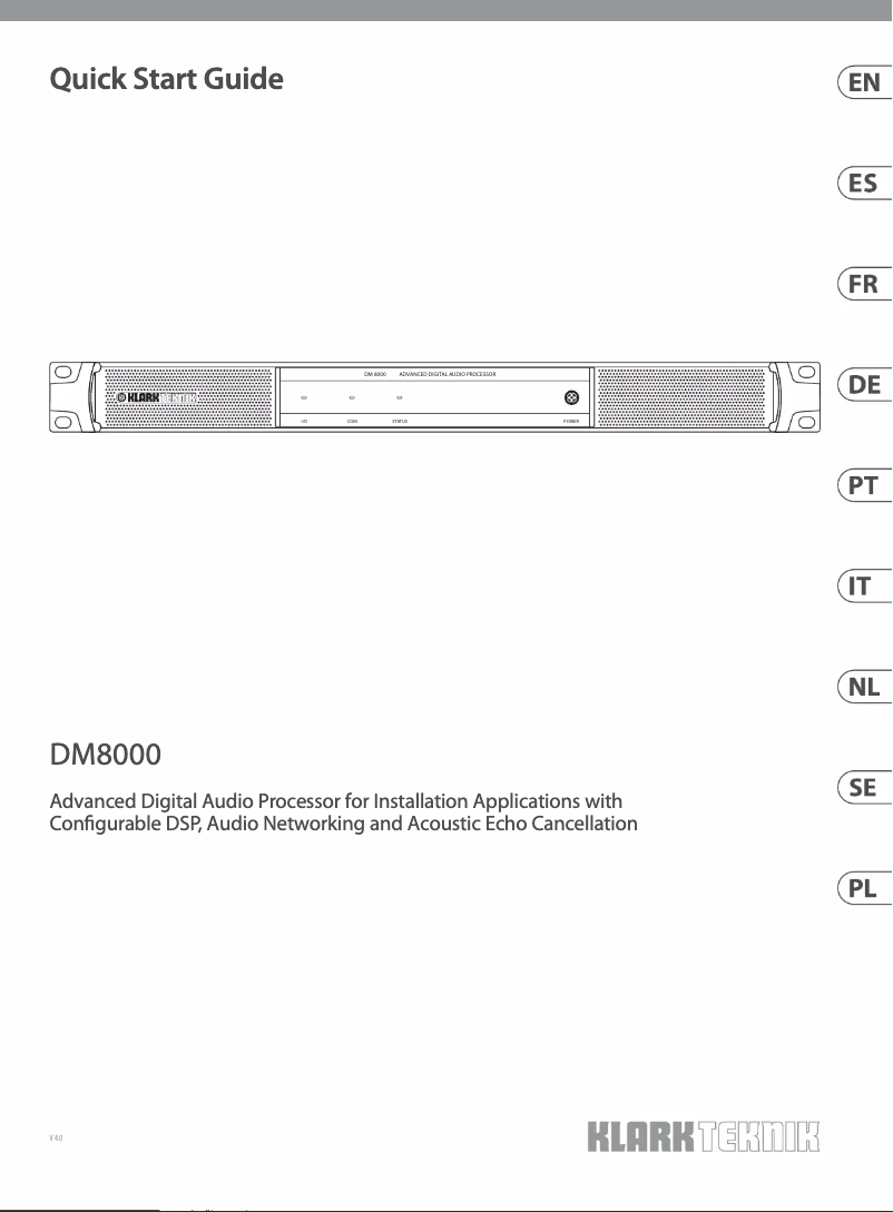 Página 1 del manual Guía de inicio rápido Klark Teknik DM8000