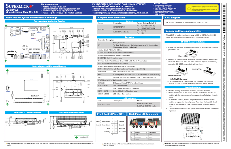 Imagen de la primera página del manual del dispositivo A2SAP-L1