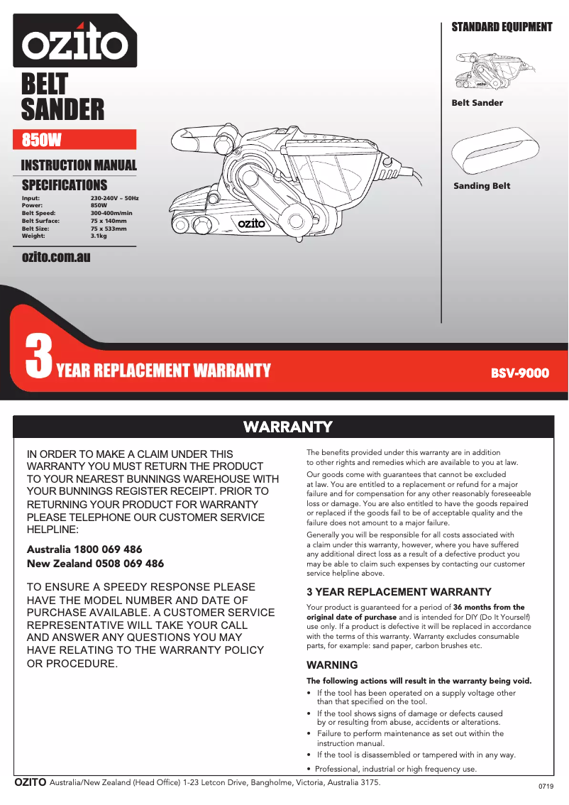Imagen de la primera página del manual del dispositivo BSV-9000