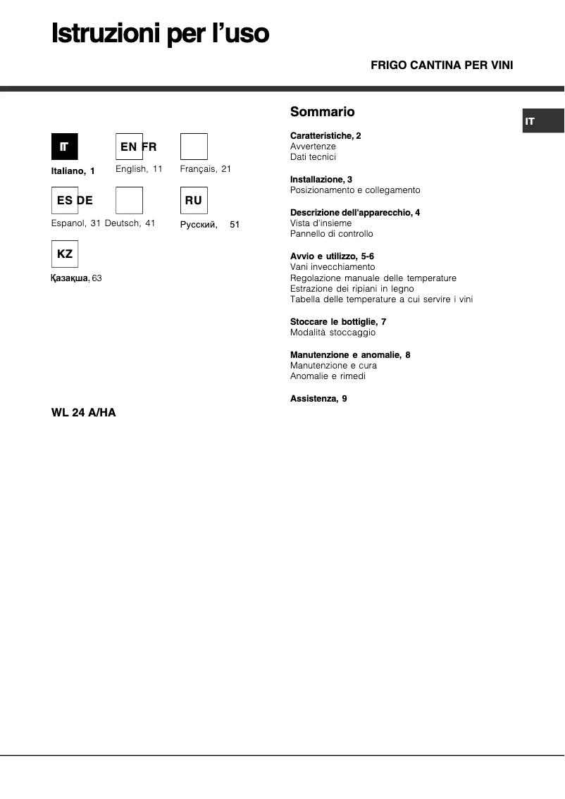 Imagen de la primera página del manual del dispositivo WL 24 A/HA