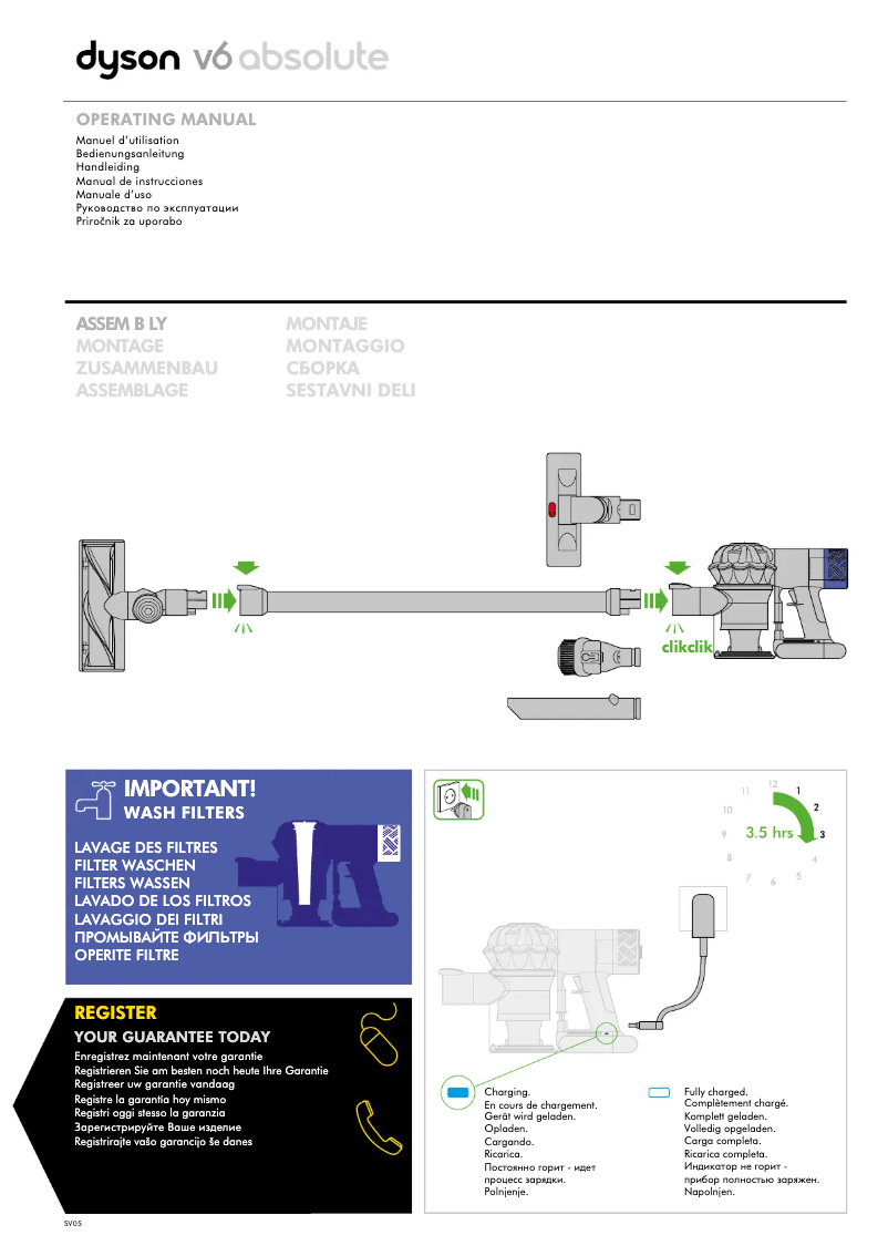 Página nº 1 - Manual de usuario Dyson V6 Total Clean