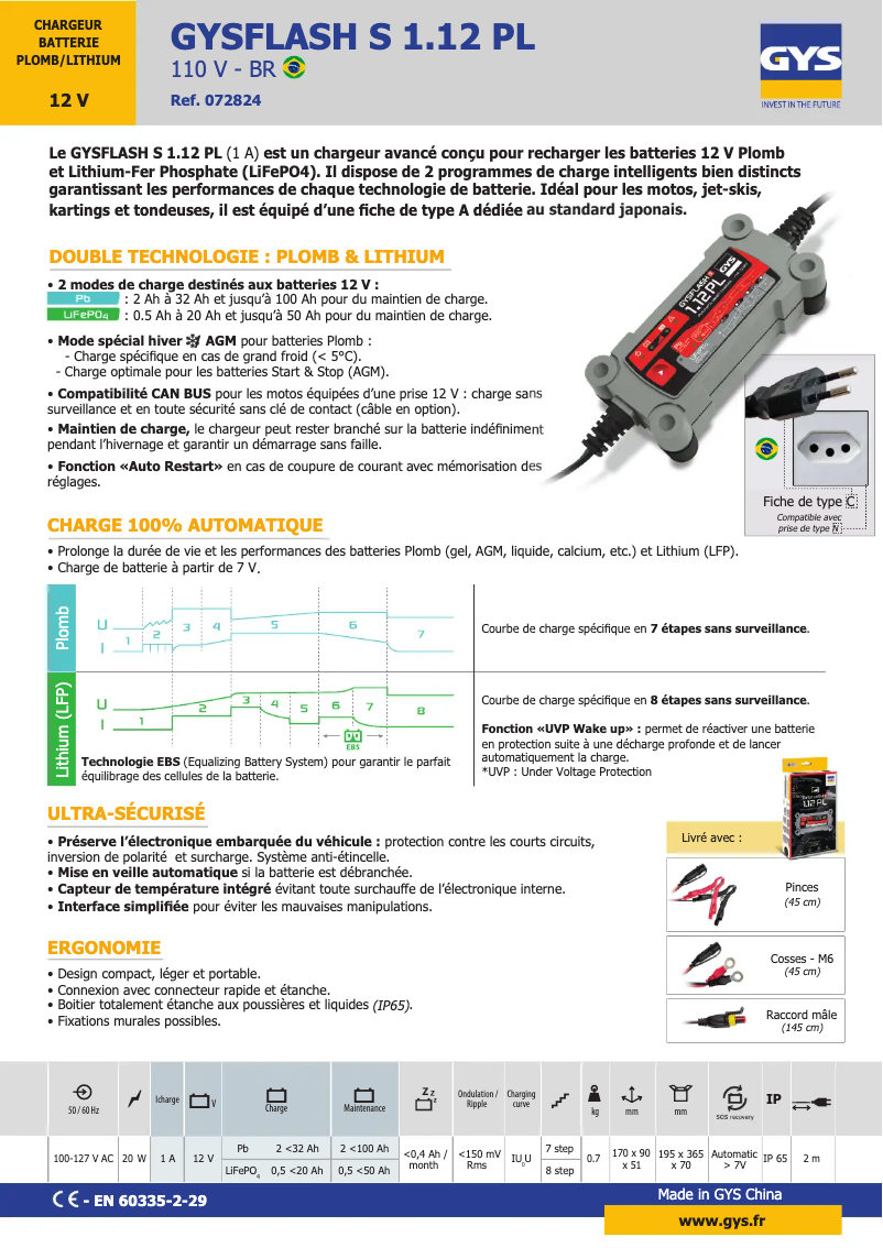 Imagen de la primera página del manual del dispositivo Gysflash S 1.12 PL