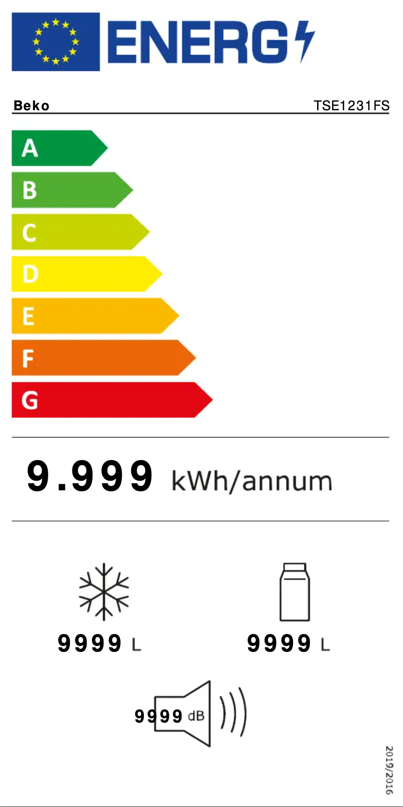 Página 1 del manual Etiqueta energética Beko TSE1231FS
