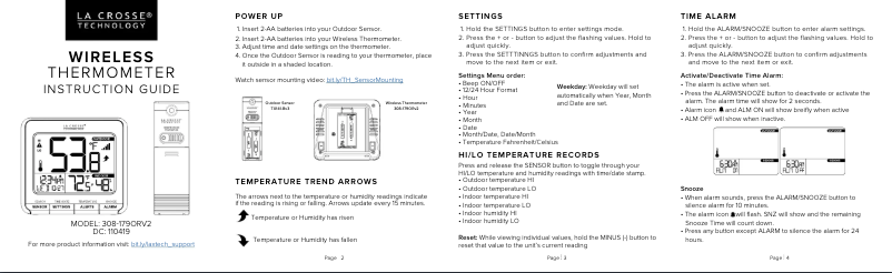 Página 1 del manual Manual de usuario La Crosse Technology 308-179ORV2