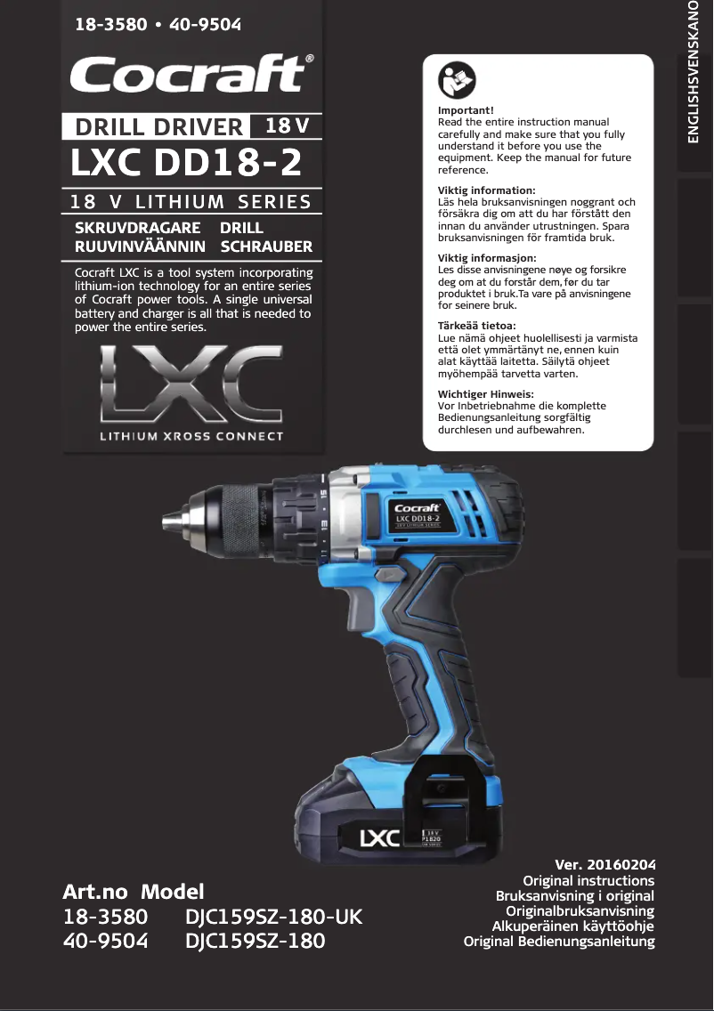 Imagen de la primera página del manual del dispositivo LXC DD18-2