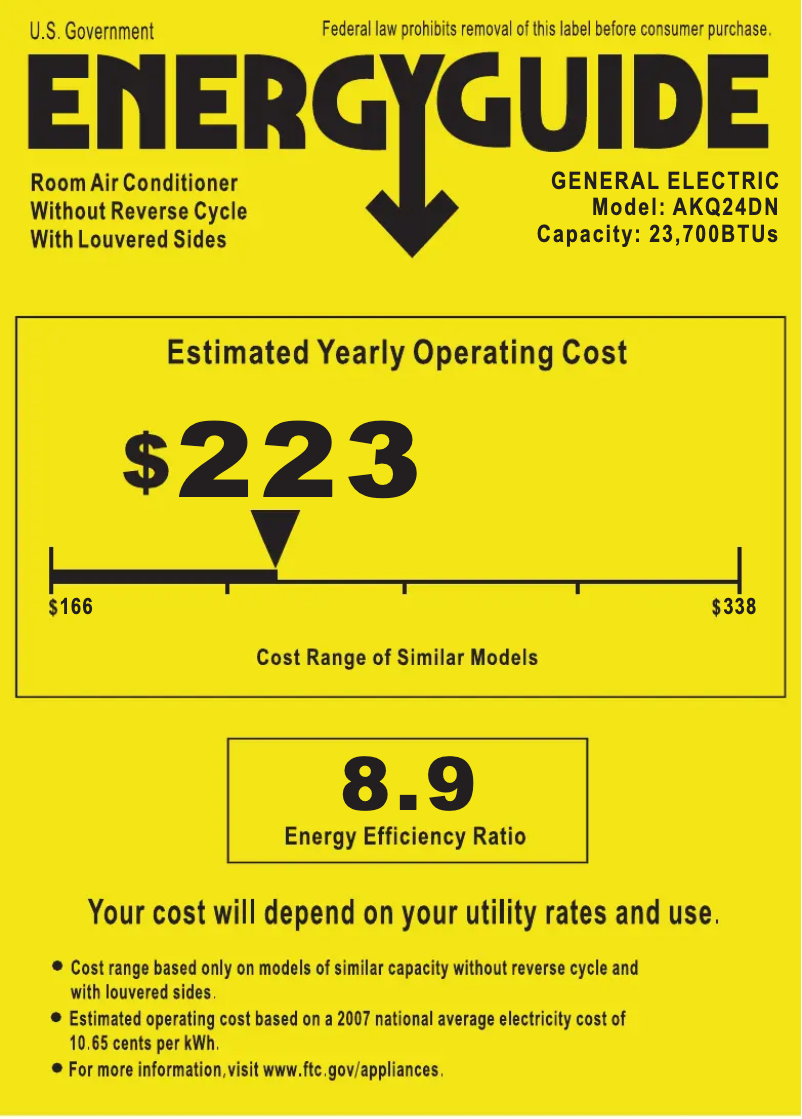 Página 1 del manual Etiqueta energética GE AKQ24DN