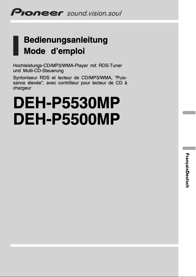 Imagen de la primera página del manual del dispositivo DEH-P5530MP